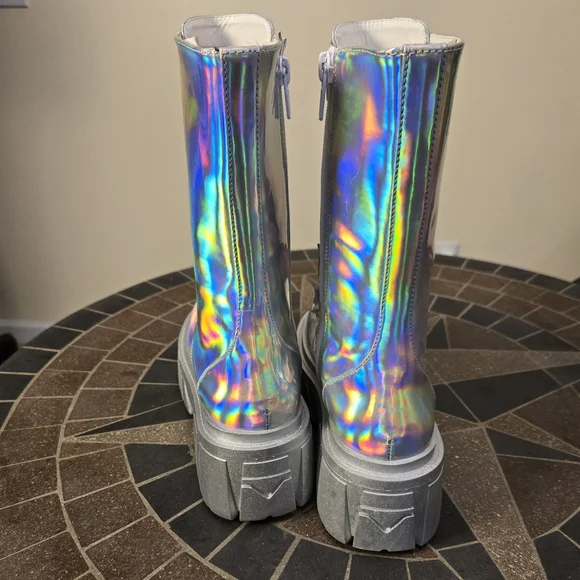 NIB Club Exx Dolls Kill Holographic Ice Breaker Platform Boots - Picture 4 of 12